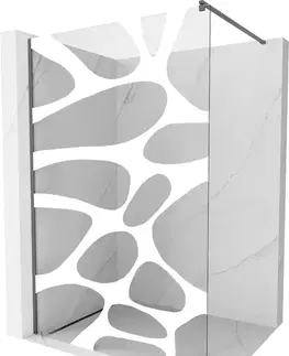 Sprchové dvere MEXEN/S - Kyoto Sprchová zástena WALK-IN 70 x 200, biely vzor 8 mm, grafit metal 800-070-101-95-97