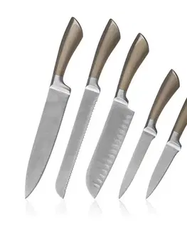 Kuchynské nože Banquet Sada nožov Metallic Platinum, 5 ks a nerezový stojan