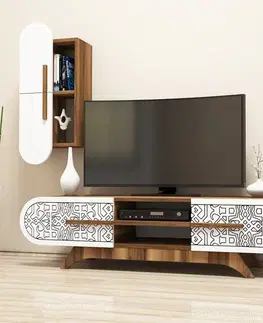 Obývacie steny TV skrinka / Obývacia stena Defne - Walnut, White