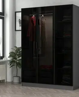 Šatňové skrine Šatníková skriňa Kale Anthracite Black - 2272