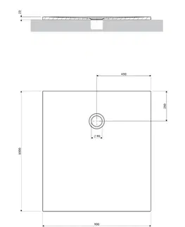 Vane OMNIRES - AQUAPURE liaty mramor - vanička protišmyková, 90 x 100 cm, biela mat AQUAPURE90-100BM