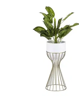 Stojany na kvetiny HowHomely Kovový kvetináč LOFT 46x20 cm zlatá/biela HH-ML-08-GW