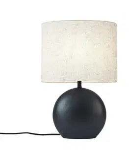 Stolné lampy Japandi stolná lampa čierna s ľanovým tienidlom - Timo