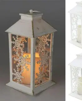 Vianočné dekorácie Kinekus Lampáš svietnik s LED sviečkou 14x14x28 cm s časovačom plast biely mix