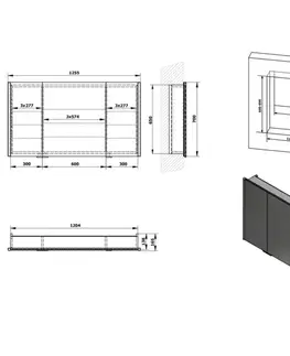 Kúpeľňový nábytok SAPHO - INTEGRA zápustná galérka s LED osvetlením, 125x70cm IN125