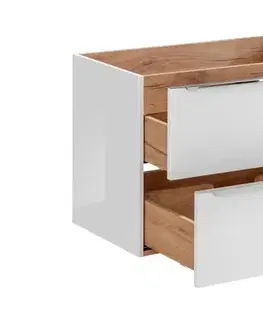 Kúpeľňový nábytok Comad Capri White skrinka 80x46x57 cm závesná kúpeľňová skrinka pod umývadlo biela-dub CAPRI WHITE 821B FSC