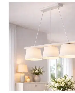 Svietidlá  Závesný luster na lankách AIDA 3xE27/60W/230V, priemer 25 cm, dub/biela LD 3.98 BIAŁY