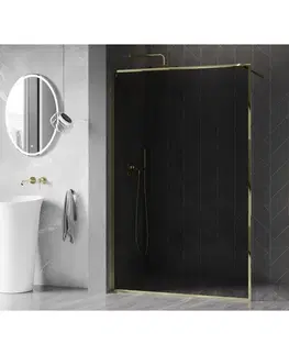 Sprchové dvere MEXEN/S - Kyoto-F Sprchová zástena WALK-IN s rámom 80 x 202, grafit 8 mm, zlato 800-080-104-50-40