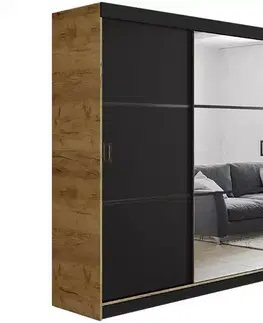 Spálňové šatníkové skrine Skriňa Retro 138 3L craft/ Dvierka čierna