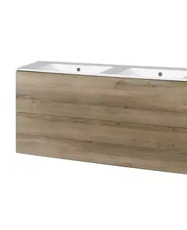 Kúpeľňový nábytok Mereo Aira, kúpeľňová skrinka s keramickým umývadlom 121 cm, dub Halifax CN743