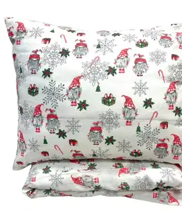 Obliečky Obliečky bavlnené Vianočné Merry Christmas white 200x140cm+90x70cm TiaHome