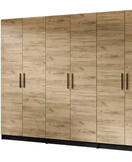 Šatníkové skrine Skriňa X3 Gold 2d Čierna/Dub Craft Zlatý