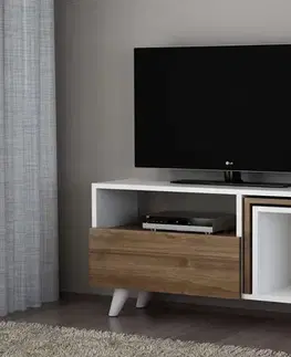 TV stolíky NOVEL K2 TV stolík na nožičkách, biela/orech
