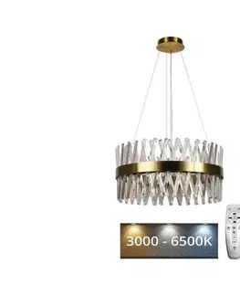Svietidlá  LED Stmievateľný luster na lanku LED/80W/230V 3000-6500K zlatá + diaľkové ovládanie J6308/C