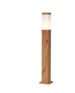 Zahradne stlpove lampy Moderná vonkajšia stojaca lampa oceľová s drevenou potlačou 80 cm IP44 - Malois