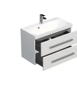Kúpeľňový nábytok Kúpeľňová skrinka s umývadlom SAT Cube Way 80x40 cm biela lesk CUBE280ZBL CUBE280ZBL