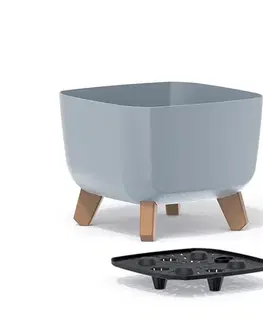 Kvetináče a truhlíky NABBI DGQL240 plastový kvetináč na nožičkách 24 cm svetlosivá