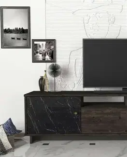 TV stolíky TERMA luxusný TV stolík, rehab/čierny mramor