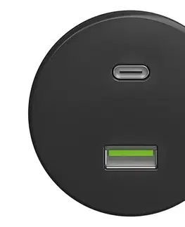 Predlžovacie káble lap - Retro USB zásuvka A+C bez rámika antracit A/USB