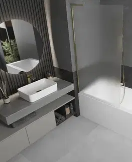 Sprchové dvere MEXEN/S - Next L vaňová zástena FIX 90 x 150, dekor, zlatá 895-090-000-03-30-50