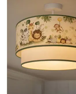 Svietidlá BRILAGI-LED Detské prisadené stropné svietidlo BOBO 1xE27/60W/230V pr. 40 cm krémové / zelené / džungľa 8590828051299