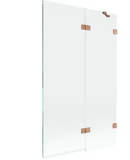 Sprchové dvere MEXEN/S - Lunar vaňová zástena 2-krídlová pravá 110 x 150, transparent, meď kartáčovaná 897-110-100-65-00-P