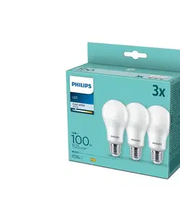 LED osvetlenie SADA 3x LED Žiarovka Philips A60 E27/13W/230V 4000K 8718699694906