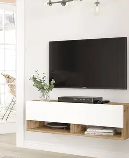 TV stolíky Závesný TV stolík FREY 13, farba borovica + biela