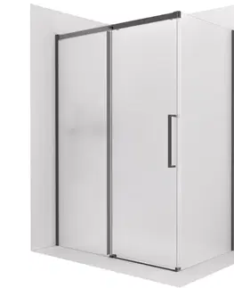 Sprchovacie kúty CERANO - Sprchovací kút Lantono - ľavá - 8 mm - Soft-Close - čierna matná, mliečne sklo - 130x70 - posuvný CER-665263