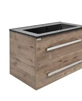 Kúpeľňový nábytok Kúpeľňová skrinka s umývadlom SAT Cube Way 80x53x46 cm dub wellington mat CUBE46802DWMODC CUBE46802DWMODC