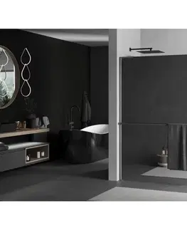 Sprchové dvere MEXEN/S - Kioto+ L Sprchová zástena WALK-IN s poličkou a držiakom uterákov 100 x 200, zrkadlová, grafit kartáčovaná 800-100-123-66-50