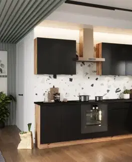 Kompletné kuchynské zostavy Artstolk Rohová kuchynská linka ISABEL | 200-260 cm dub artisan/čierna Prevedenie: bez pracovnej dosky