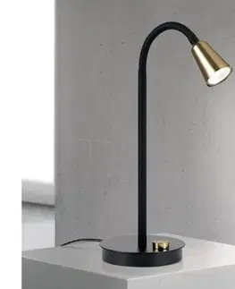 Lampy Orion - Stmievateľná flexibilná stolná lampa DOTTY 1xGU10/10W/230V čierna/mosadz LA 4-1235/1 schwarz/MS