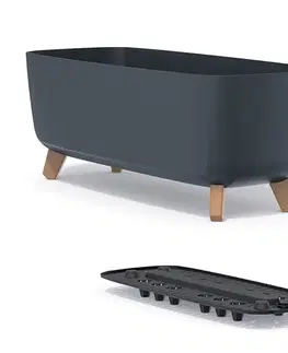 Kvetináče a truhlíky NABBI DGCL600 plastový kvetináč na nožičkách 58 cm antracit