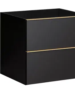 Kúpeľňový nábytok CERANO - Kúpeľňová skrinka pod umývadlo s úchytkou Velora - čierna matná, zlatá úchytka - 59x53x46,5 CER-665062
