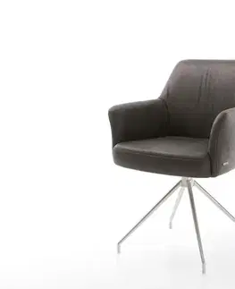 Jedálenské stoličky DELIFE Otočná jedálenská stolička Xana-Flex s opierkami mikrovlákno antracit vintage krížová podstava kužeľová nerezová oceľ otočný 180° vrecková pružina