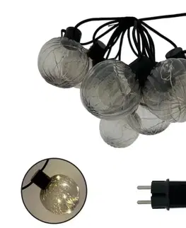 LED osvetlenie  LED vonkajší dekoratívny reťazec 10xLED/0,15W/230V 6,8 m IP44 čierna/dymová 034 0001079
