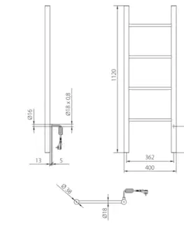 Radiátory do kúpeľne SAPHO - KARBO elektrický sušiak uterákov, guľatý, 400x1120, 87 W, čierna mat KB904