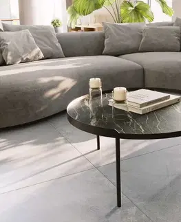 Konferenčné stolíky DELIFE Konferenčný stolík Torell 80x80 cm keramika Laminam®Noir Desir hnedá kovový rám efektová titánová farba