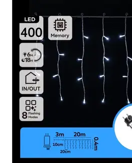 LED osvetlenie  B.V.  - LED vonkajšia vianočná reťaz 400xLED/6W/230V/8 funkcií 20x0,4m IP44 studená biela B103031Q3
