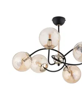 Svietidlá  Luster na tyči AURORA 6xE14/10W/230V čierna/zlatá 63296
