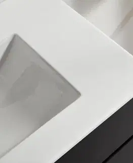 Kúpeľňový nábytok CERANO - Kúpeľňová skrinka Carole + keramické dvojumývadlo Todo - čierna matná - 121x50x46,5 CER-476333