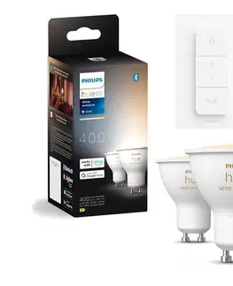 Žiarovky Sada 2× stmievateľných LED žiaroviek Philips Hue White Ambiance GU10/4,2W/230V + stmievač P6173+P4252