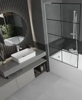 Sprchové dvere MEXEN/S - Next L vaňová zástena FIX 100 x 150, čierna vzor, biela 895-100-000-03-77-20