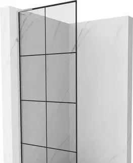 Sprchové dvere MEXEN/S - Kioto L Sprchová zástena WALK-IN 80 x 200, čierny vzor, chróm 800-080-103-01-77