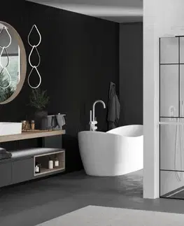 Sprchové dvere MEXEN/S - Kioto+ L Sprchová zástena WALK-IN s poličkou a držiakom uterákov 70 x 200, čierny vzor, biela 800-070-123-20-78