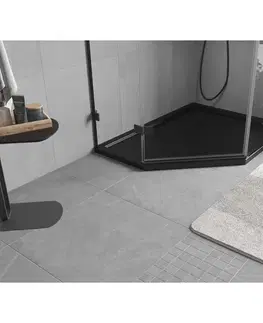 Vane MEXEN - Flow päťboká sprchová vanička slim pravá 100 x 80, čierna mat 46P708010R