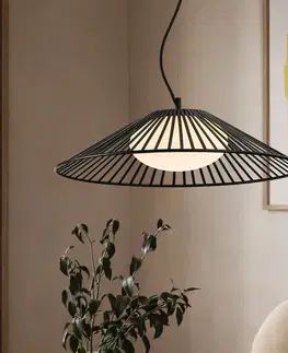 Stropná svetla Lampa wisząca Sonte 50 czarna z białym szklanym kloszem nad stół