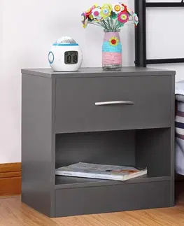 Nočné a toaletné stolíky Nočný stolík 1 ks D06421 antracit Dekorhome
