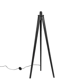 Stojace lampy Rustikálna stojaca lampa trojnožka čierna - Tripod Classic